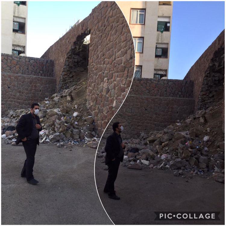 بازدید سرپرست شهرداری رودهن از ریزش دیوار در مسکن مهر
