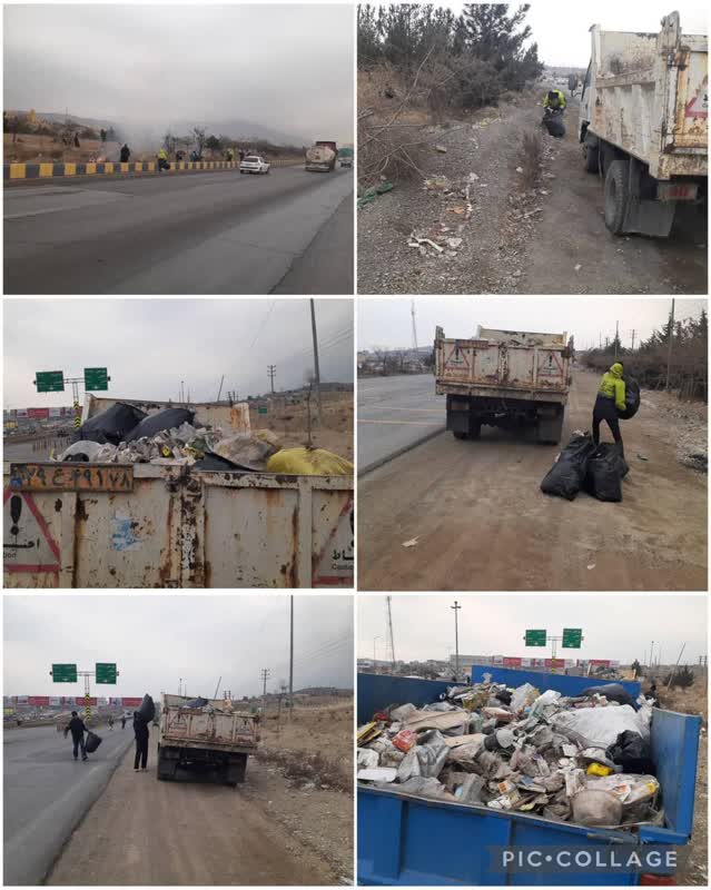 عملیات پاکسازی و نظافت حاشیه ورودی شهر رودهن