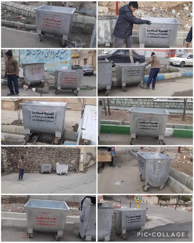 ادامه طرح تعويض و نوسازي مخازن زباله فرسوده در معابر شهر رودهن