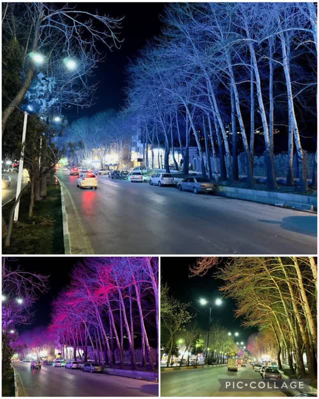 اجراي طرح نور پردازي درختان ورودي شهر رودهن